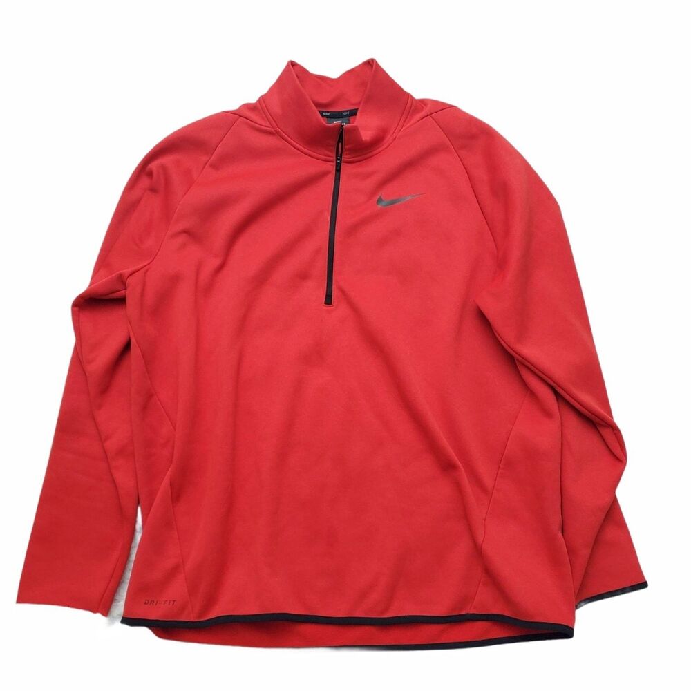 Nike Mens Half Zip Pullover Jacket Dri-Fit XL Red Mock Neck Long Sleeve NWT
